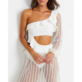 2023 Нов изрязан цял бански костюм с волани Push Up Дамски бански костюм Боди Плажно облекло Бански костюм Монокини Дамски бански костюм