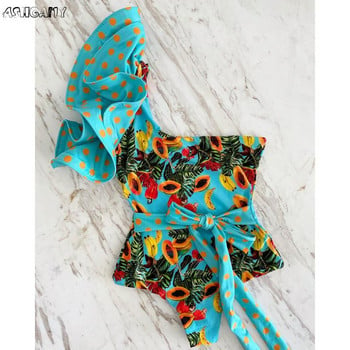 2023 Διπλή στρώση Ruffle One Piece Μαγιό Γυναικεία μαγιό Push Up Monokini Μαγιό με έναν ώμο Μαγιό Ρούχα παραλίας