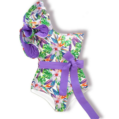 2023 Еднослоен бански костюм с волани Дамски бански Push Up Монокини Бански костюм с едно рамо Плажно облекло