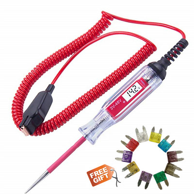 3-48V Car Truck Digital LCD Circuit Tester with 11ft Wire Car Circuit Line Test Pen Voltage Meter & Lamp Probe Diagnostic Tool
