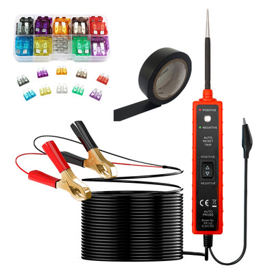 3–48 V automobilių sunkvežimių skaitmeninis LCD grandinės testeris su 11 pėdų vielos automobilio grandinės linijos bandymo rašiklio įtampos matuokliu ir lempos zondo diagnostikos įrankiu