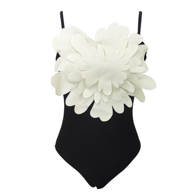 Дамски бански 2022 г. Нови бански костюми от една част, бански костюм на цветя Бяло черно боди Плажно облекло Дамско
