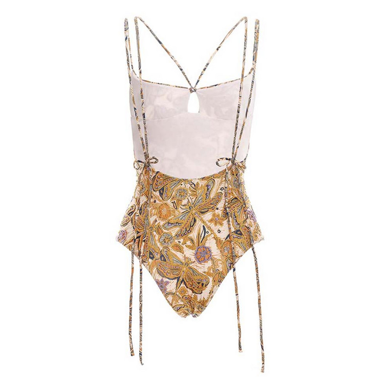 Bikini imprimați la modă, 2022, nou costum de baie dintr-o singură bucată și acoperire, costum de baie sexy cu șireturi, costum de baie pentru femei, îmbrăcăminte de plajă