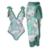 Цял бански костюм с принт с връзки и пола, ваканционна плажна рокля, дизайнерски бански костюм, лятно облекло за сърф