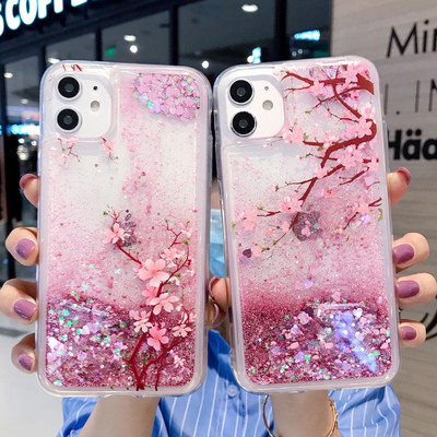 Ροζ θήκη υγρής άμμου για Samsung Galaxy S22 S21 Plus S20 FE Note 20 Ultra S10 S21FE Glitter Flower Bling Clear TPU κάλυμμα