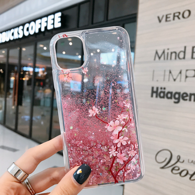 Ροζ θήκη υγρής άμμου για Samsung Galaxy S22 S21 Plus S20 FE Note 20 Ultra S10 S21FE Glitter Flower Bling Clear TPU κάλυμμα