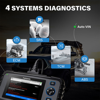 TOPDON ArtiDiag600 OBD2 Автомобилен диагностичен инструмент Професия Автомобилен скенер Код четец Auto Tool CAN Двигател/SRS/ABS/TPMS/Маслен комплект