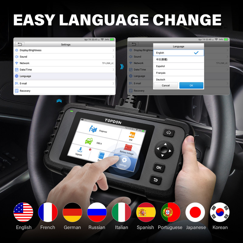 TOPDON ArtiDiag 500 Διαγνωστικά εργαλεία αυτοκινήτου OBD2 Scanner Engine/ABS/SRS/ Transmission Automotive Tool OBD2 Code Reader Δωρεάν ενημέρωση