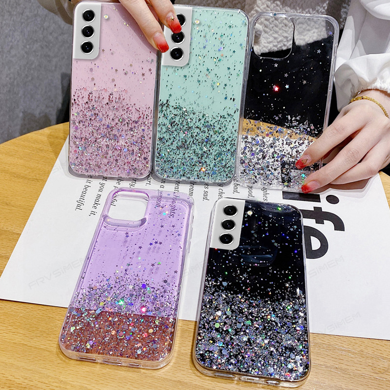 Κάλυμμα θήκης τηλεφώνου Shiny Bling Glitter Star Clear για Samsung Galaxy S20 S21 FE 5G / S21 5G S21+ /S22 Plus A13 A53 A73 A33 5G