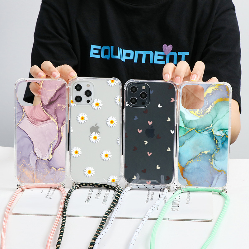 Колие с кръстосано тяло, шнур, въжен калъф за Samsung Galaxy S10 S22 S9 S8 S20 FE S21 Note 20 Ultra Lite 10 9 8 Plus чанта с цветя