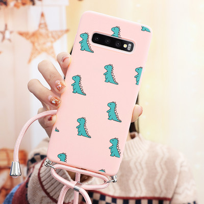 Θήκη δεινοσαύρων κινουμένων σχεδίων για Samsung Galaxy S21 S20 FE Note 20 Ultra 10 9 8 S10 S10e S9 S8 Lite Plus Pro 2020 Κολιέ κορδόνι