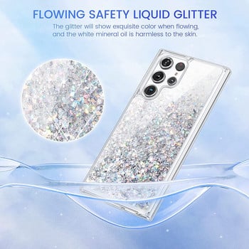 Sparkle Bling Liquid Quicksand Glitter Case за Samsung Galaxy S23 Ultra S22 Ultra