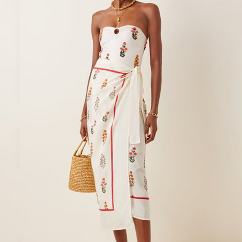 Módne bandeau potlačené bikiny jednodielne plavky a zakrývajúce sexi výrez dámske plavky letné plážové oblečenie plávanie bikiny