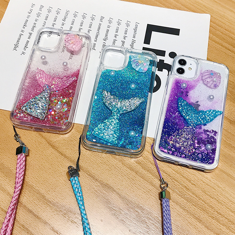 Θήκη τηλεφώνου 3D Cup Mermaid Glitter Quicksand για iPhone 13 Mini 12 11 Pro Max 6 6S 7 8 Plus X XR XS Max Cover Liquid Funda