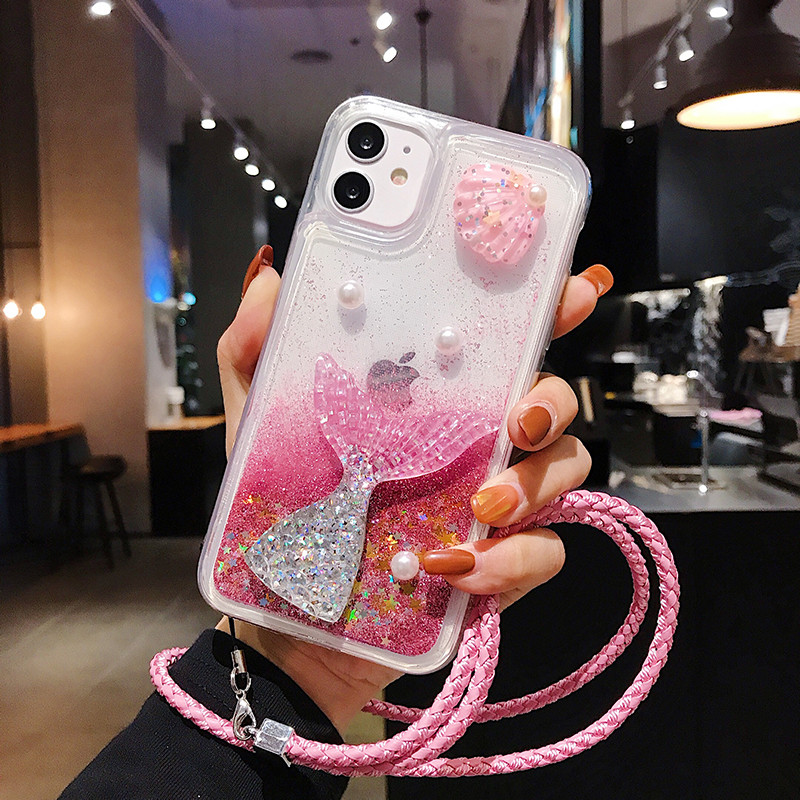 Θήκη τηλεφώνου 3D Cup Mermaid Glitter Quicksand για iPhone 13 Mini 12 11 Pro Max 6 6S 7 8 Plus X XR XS Max Cover Liquid Funda