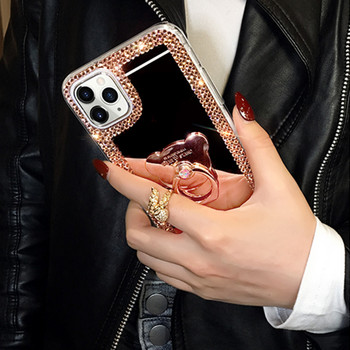Θήκη καθρέφτη 3D Luxury Crystal Bling Diamond Jewelry για IPhone 14 13 12 11 Pro Max X XR XS Max 7 8 Plus 6 6S SE Ring Stand κάλυμμα