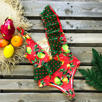 2023-as új szexi egyrészes fürdőruha Deep V fürdőruha, női fodros Flounce Beach Wear pántos monokini hát nélküli fürdőruha