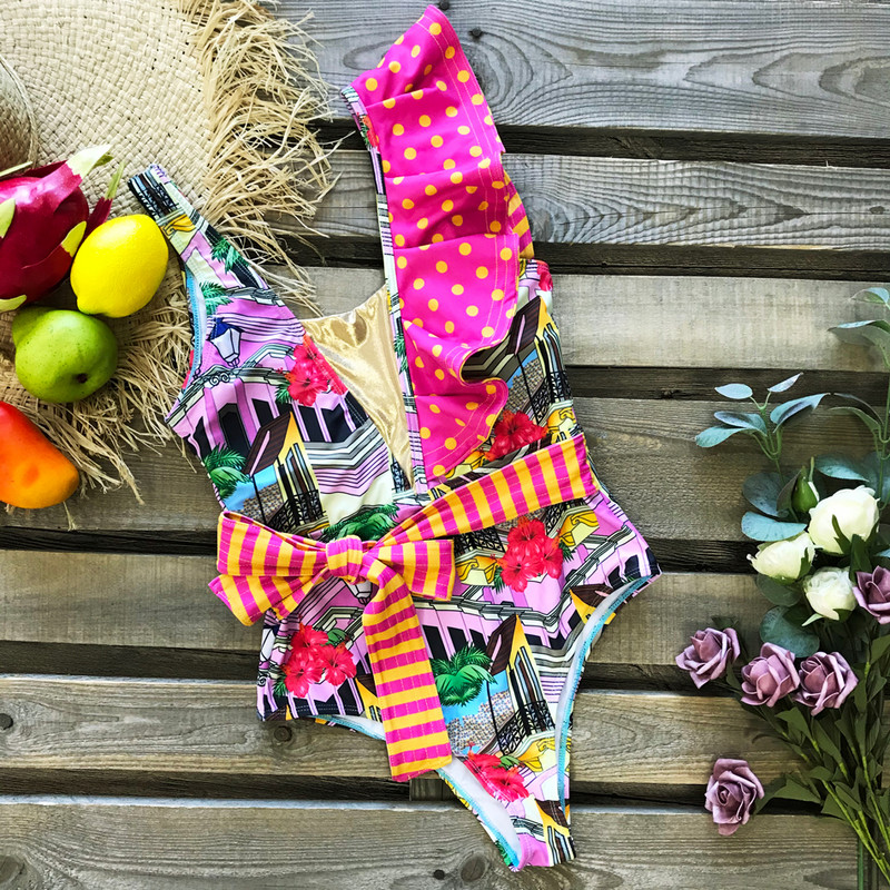 2023-as új szexi egyrészes fürdőruha Deep V fürdőruha, női fodros Flounce Beach Wear pántos monokini hát nélküli fürdőruha