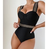 Push Up One Piece Swimsuit 2022 Нови бански костюми Дамски бански костюми Бански костюми Плажно облекло с контрастни връзки Бански костюм