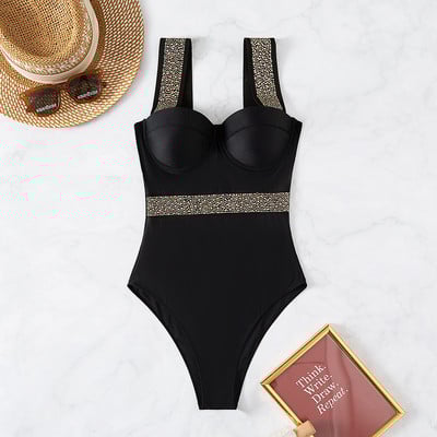 Push Up One Piece Swimsuit 2022 Нови бански костюми Дамски бански костюми Бански костюми Плажно облекло с контрастни връзки Бански костюм