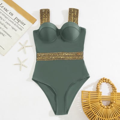 Push Up One Piece Swimsuit 2022 Нови бански костюми Дамски бански костюми Бански костюми Плажно облекло с контрастни връзки Бански костюм