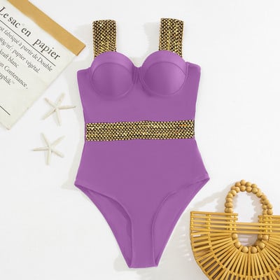 Push Up One Piece Swimsuit 2022 Нови бански костюми Дамски бански костюми Бански костюми Плажно облекло с контрастни връзки Бански костюм
