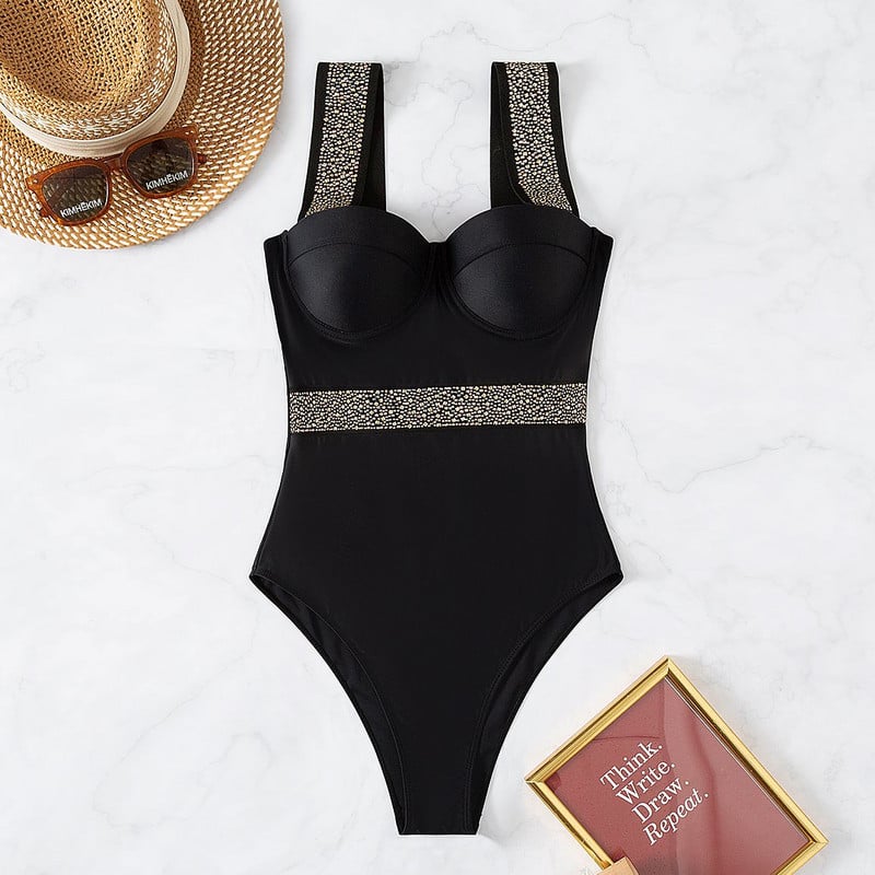 Push Up One Piece Swimsuit 2022 Нови бански костюми Дамски бански костюми Бански костюми Плажно облекло с контрастни връзки Бански костюм