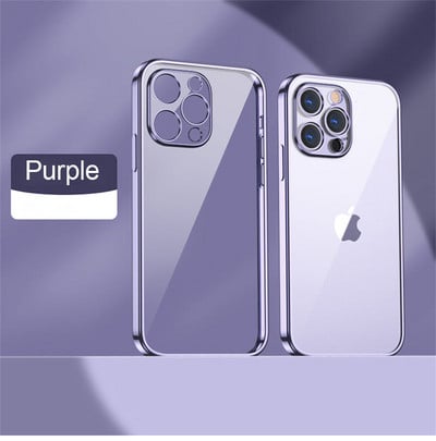 Priehľadné mäkké puzdro s pokovovaním pre iPhone 13 Pro Max 12 11 XR X XS Max 8 7 Plus 13Pro 14 nárazuvzdorné ultra tenké nárazníkové puzdro