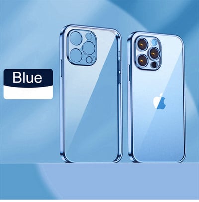Priehľadné mäkké puzdro s pokovovaním pre iPhone 13 Pro Max 12 11 XR X XS Max 8 7 Plus 13Pro 14 nárazuvzdorné ultra tenké nárazníkové puzdro