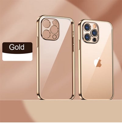 Priehľadné mäkké puzdro s pokovovaním pre iPhone 13 Pro Max 12 11 XR X XS Max 8 7 Plus 13Pro 14 nárazuvzdorné ultra tenké nárazníkové puzdro