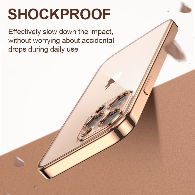 Priehľadné mäkké puzdro s pokovovaním pre iPhone 13 Pro Max 12 11 XR X XS Max 8 7 Plus 13Pro 14 nárazuvzdorné ultra tenké nárazníkové puzdro