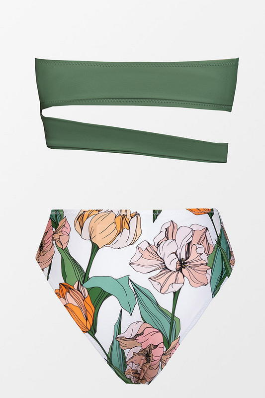 Costum de baie pentru femei Fashion Paula Bandeau Set bikini cu talie înaltă Costum de baie din două piese Decupaj sexy Costum de baie cu șireturi Îmbrăcăminte de plajă