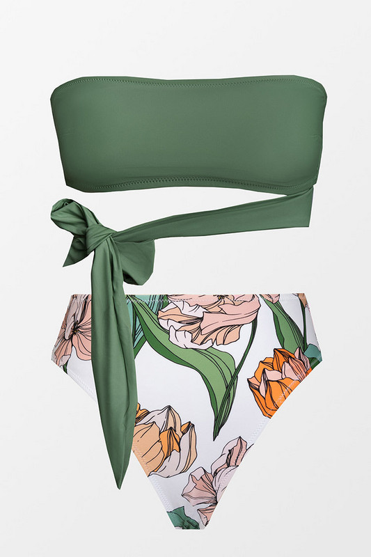 Costum de baie pentru femei Fashion Paula Bandeau Set bikini cu talie înaltă Costum de baie din două piese Decupaj sexy Costum de baie cu șireturi Îmbrăcăminte de plajă