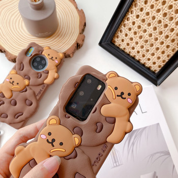Θήκη 3D Cartoon σοκολάτας για μπισκότα για Huawei P30 P40 Mate 30 40 Nova 7 Pro Nova 5 6 Biscuit Soft Silicone Lanyard Rope cover
