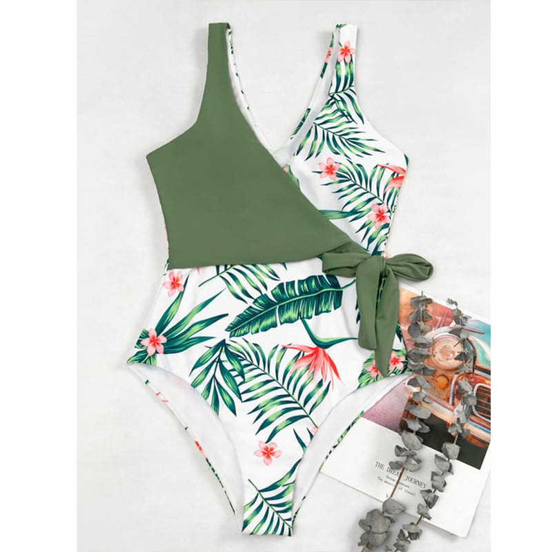 Fürdőruha 2022 divatos, mély V-nyakú, nyomott bikinik Szexi egyrészes fürdőruha női nyári strandruha fürdőruha úszóbiquini