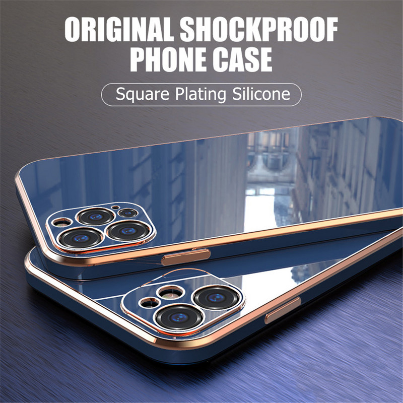 Πολυτελής τετράγωνη θήκη τηλεφώνου για iPhone 14 11 12 13 Pro Max XS Mini XR X 8 7 Plus SE 3 Μαλακό κάλυμμα σιλικόνης αντικραδασμικό