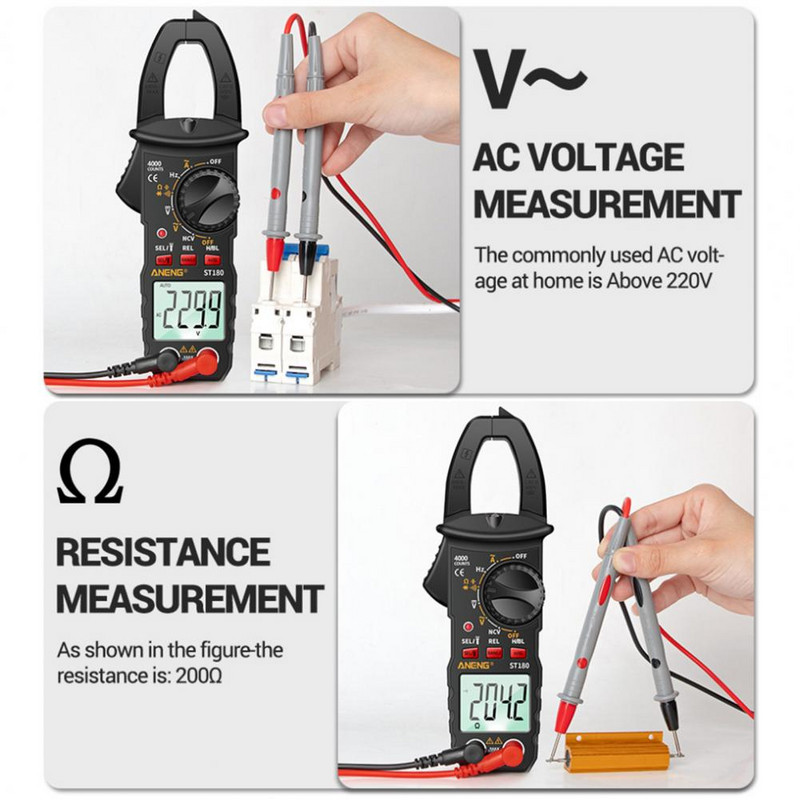Rezistență Lanterna LCD Display Clamp Meter electrician pentru gospodărie
