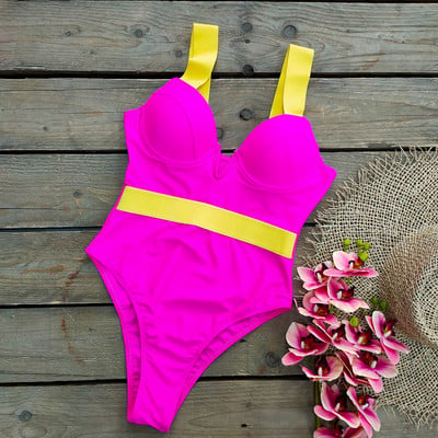 Push Up egyrészes fürdőruha, női szexi magas vágású, kötszeres fürdőruha Strandfürdő fürdőruha 2021 Monokini Body