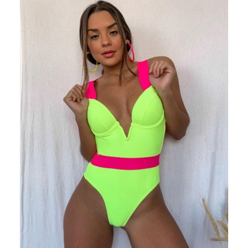 Push Up egyrészes fürdőruha, női szexi magas vágású, kötszeres fürdőruha Strandfürdő fürdőruha 2021 Monokini Body