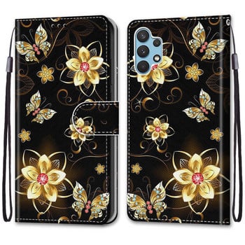 Кожен магнитен калъф за Samsung Galaxy A32 4G Lite A12 A52 A72 A22 A42 5G A 32 12 Phone Cover Flip Wallet Painted Funda Etui