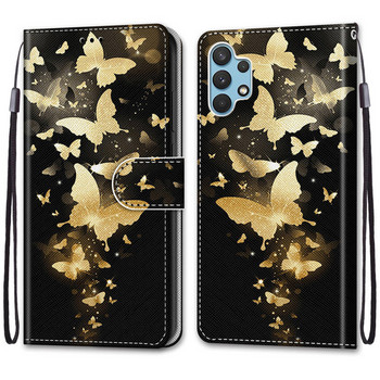 Кожен магнитен калъф за Samsung Galaxy A32 4G Lite A12 A52 A72 A22 A42 5G A 32 12 Phone Cover Flip Wallet Painted Funda Etui