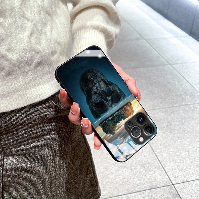 Θήκη για Iphone 14Pro 12 13 11 Pro Max 7 8 Plus XR XS X Mini SE Retro Style Flower Skull Tempered Glass Cover Iphone14 Fundas