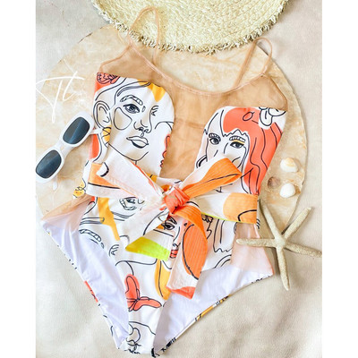 2022 m. tinklinis maudymosi kostiumėlis, moteriškas vientisas maudymosi kostiumėlis su diržu, margintu gėlėmis, Monokini maudymosi kostiumėlis, paplūdimys