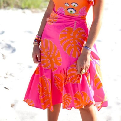 2023 Print One Piece Swimsuit Φούστα Μαγιό Γυναικείο μαγιό Ruffle Monokini Μαγιό V λαιμόκοψη