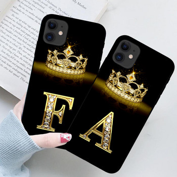 Калъф за iPhone 11 13 12 14 Pro 14 Pro Max XS XR Soft Cover Fundas Silicone Capa Shell Diamond Crown Letter