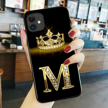 Калъф за iPhone 11 13 12 14 Pro 14 Pro Max XS XR Soft Cover Fundas Silicone Capa Shell Diamond Crown Letter