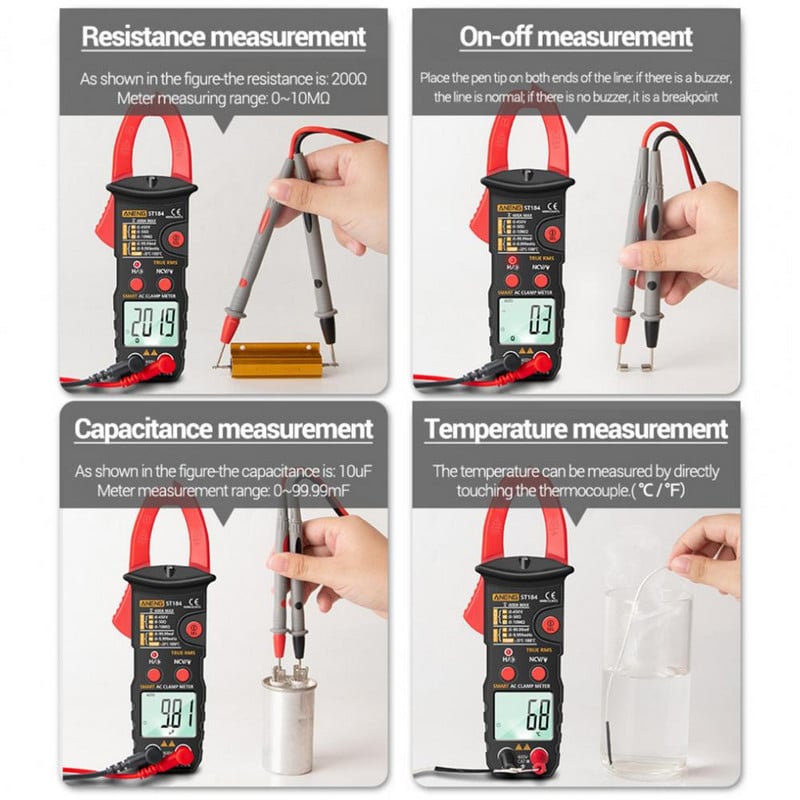 Ψηφιακός μετρητής σφιγκτήρα Πρακτική δίοδος 6000 μετρήσεων για πολύμετρο σφιγκτήρα ηλεκτρολόγων κοιτώνα Ψηφιακό πολύμετρο σφιγκτήρα