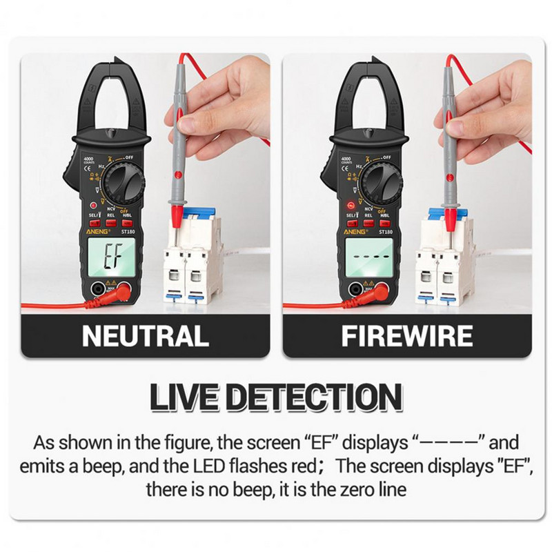 Automatinis nuotolio nustatymas, paprastas naudojimas AC/DC įtampos LCD ekranas Elektriko gnybtų matuoklis Elektriko spaustuko multimetras buitiniam naudojimui