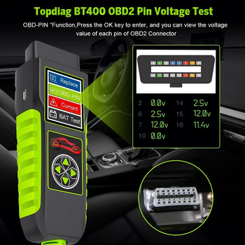 Topdiag BT400 12/24V 4 σε 1 κύκλωμα αναλυτής τάσης μπαταρίας Δοκιμαστής κυκλώματος διαρροής OBD2 Διαγνωστικά εργαλεία για φορτηγό αυτοκινήτου