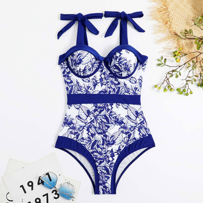 Ashgaily 2023 Print One Piece Γυναικείο Μαγιό Διχτυωτό Μαγιό Monokini Φορμάκι στάμπα μαγιό Ζώνη φόρεμα παραλίας Καλοκαίρι